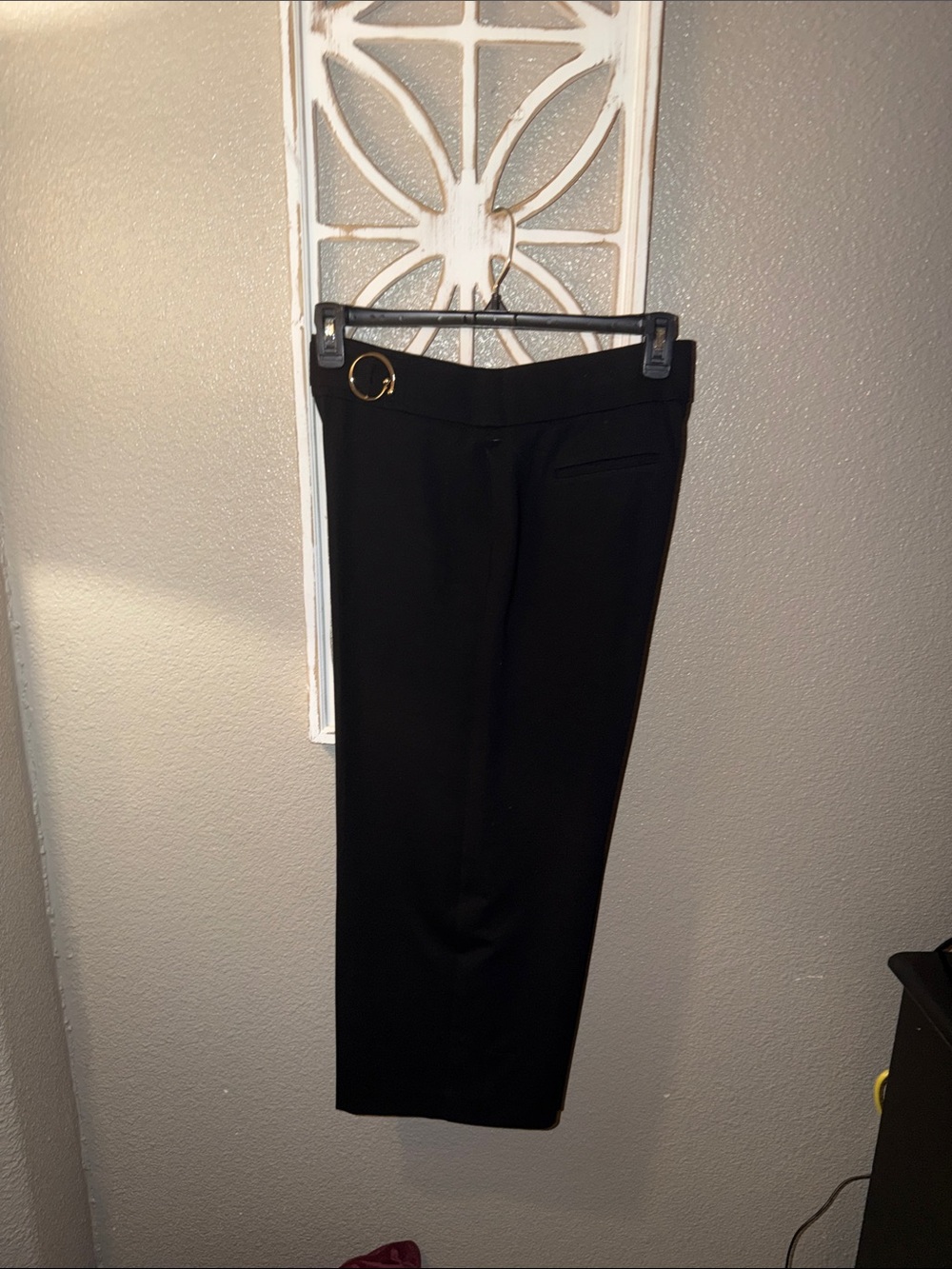 Nine West Men's Black Dress Pants with Gold Ring Detail